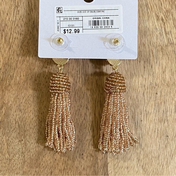 4/$20 BaubleBar Gold Tone Polished Beaded Tassel Earrings Sugarfix - Picture 5 of 5
